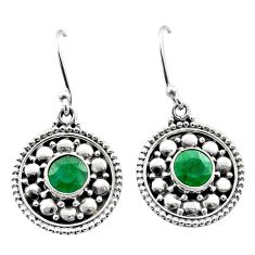 925 sterling silver 2.40cts natural green emerald dangle earrings jewelry t68246