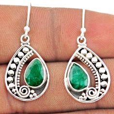 925 sterling silver 4.47cts natural green emerald dangle earrings jewelry t82514