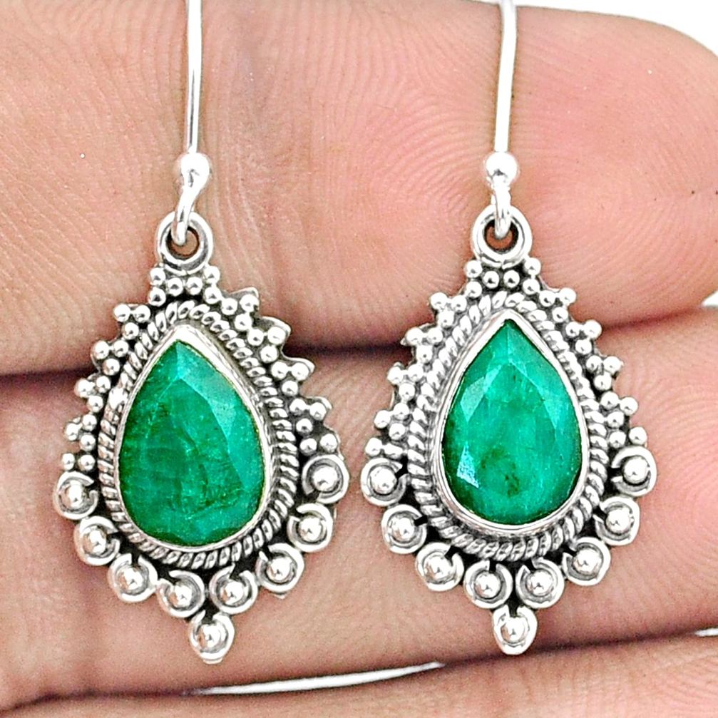 925 sterling silver 5.34cts natural green emerald dangle earrings jewelry u33397