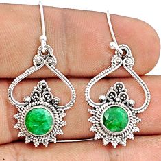925 sterling silver 5.29cts natural green emerald dangle earrings jewelry u33495