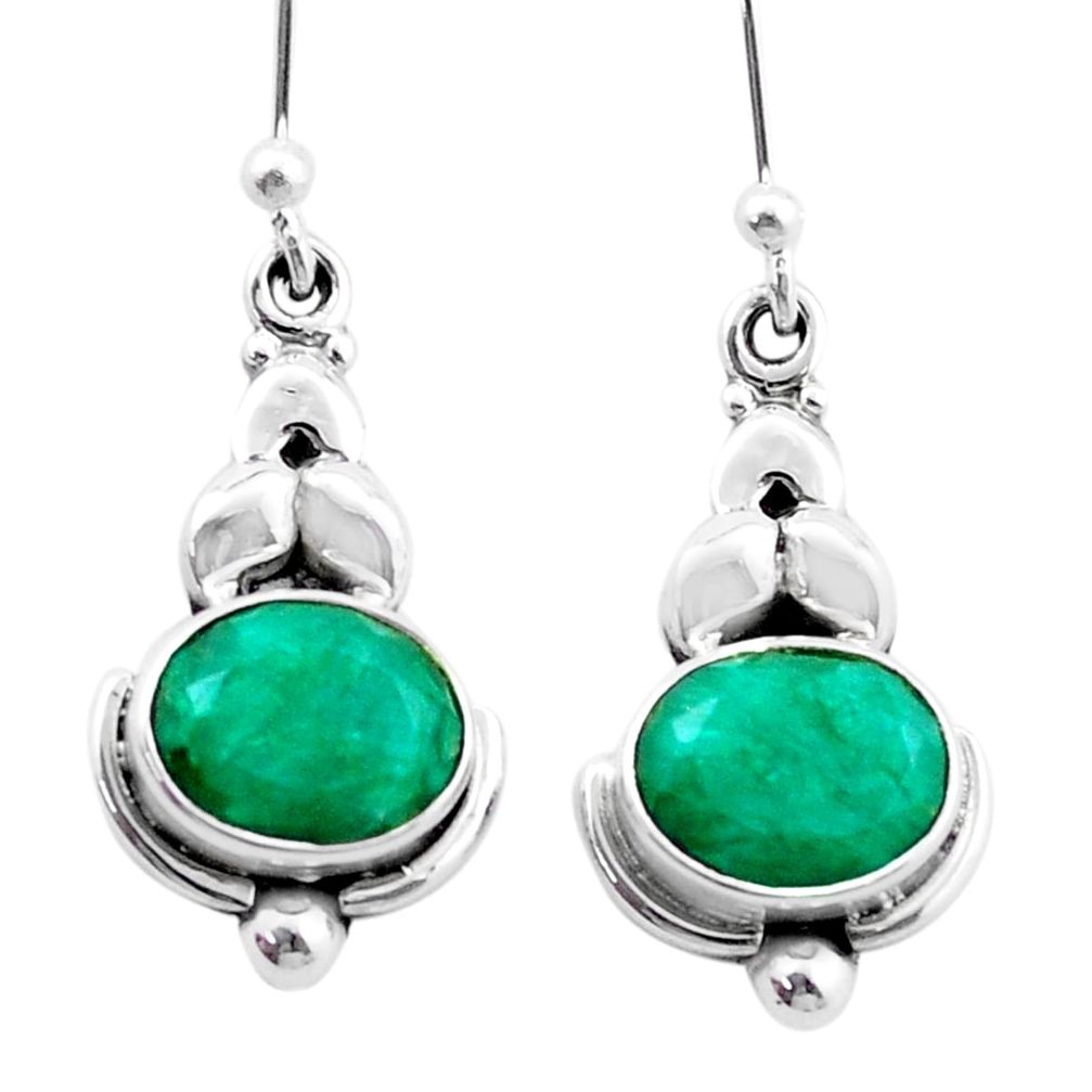 925 sterling silver 5.74cts natural green emerald dangle earrings jewelry u34779