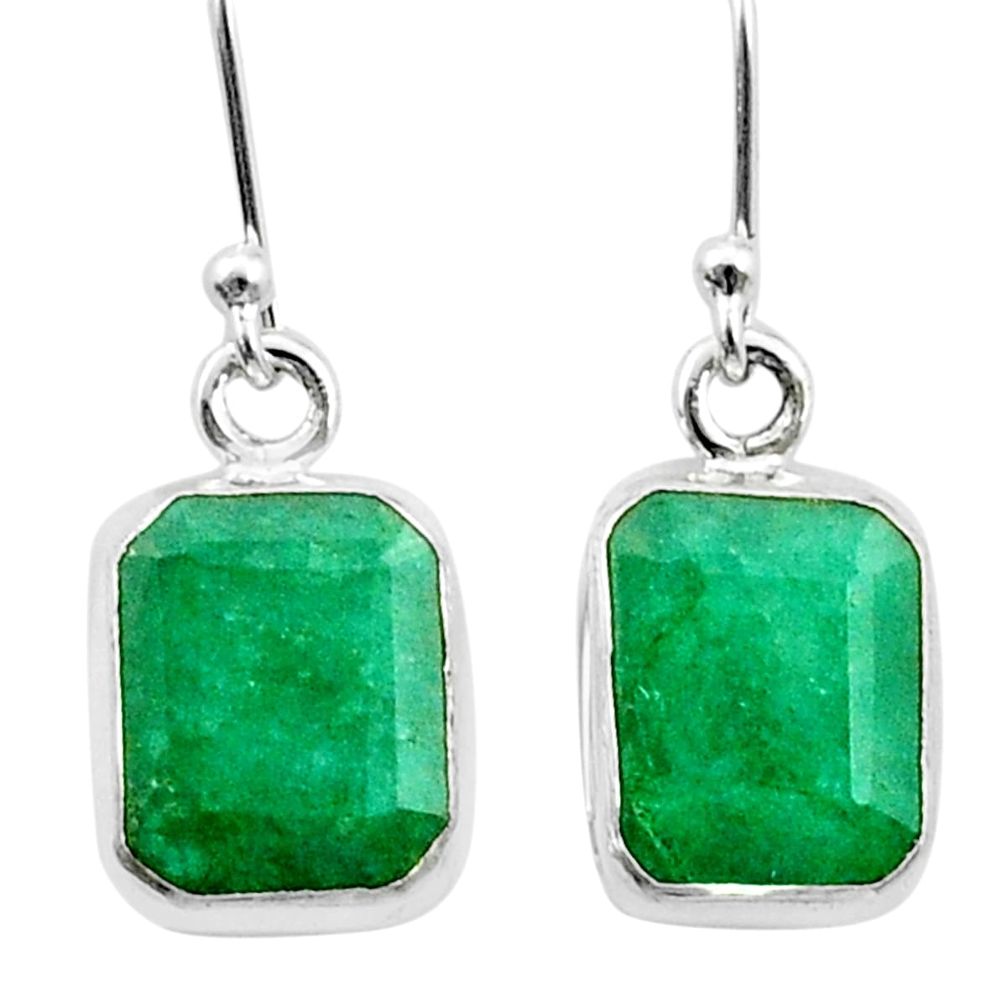 925 sterling silver 5.31cts natural green emerald dangle earrings jewelry u38472