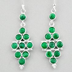 925 sterling silver 9.97cts natural green emerald dangle earrings jewelry u8248