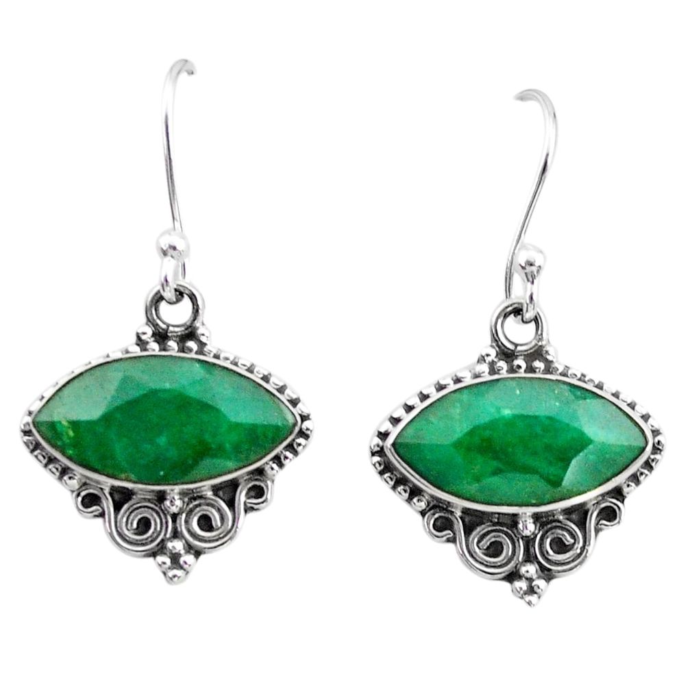 925 silver 10.08cts natural green emerald dangle earrings t34269