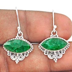 925 sterling silver 10.20cts natural green emerald dangle earrings t95567