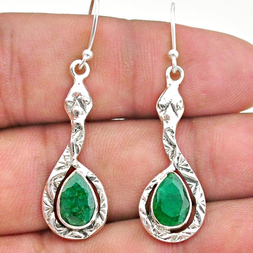 925 sterling silver 4.06cts natural green emerald earrings jewelry t32970