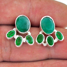 925 sterling silver 7.31cts natural green emerald stud earrings jewelry n49503