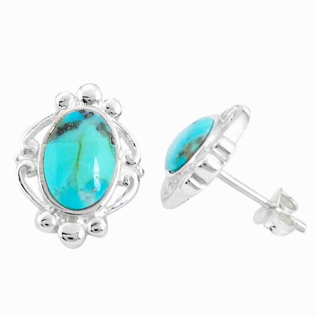 925 sterling silver 6.03cts natural green kingman turquoise stud earrings c10587