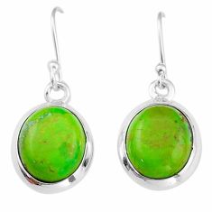 Clearance Sale- 925 sterling silver 9.49cts natural green mojave turquoise dangle earrings u6490