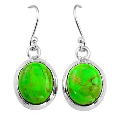 Clearance Sale- 925 sterling silver 9.49cts natural green mojave turquoise dangle earrings u6497
