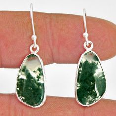 925 sterling silver 9.21cts natural green moss agate dangle earrings y77229