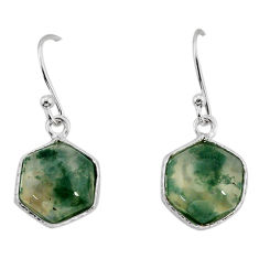 925 sterling silver 7.50cts natural green moss agate hexagon earrings y75775