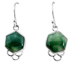 925 sterling silver 8.06cts natural green moss agate hexagon earrings y77295