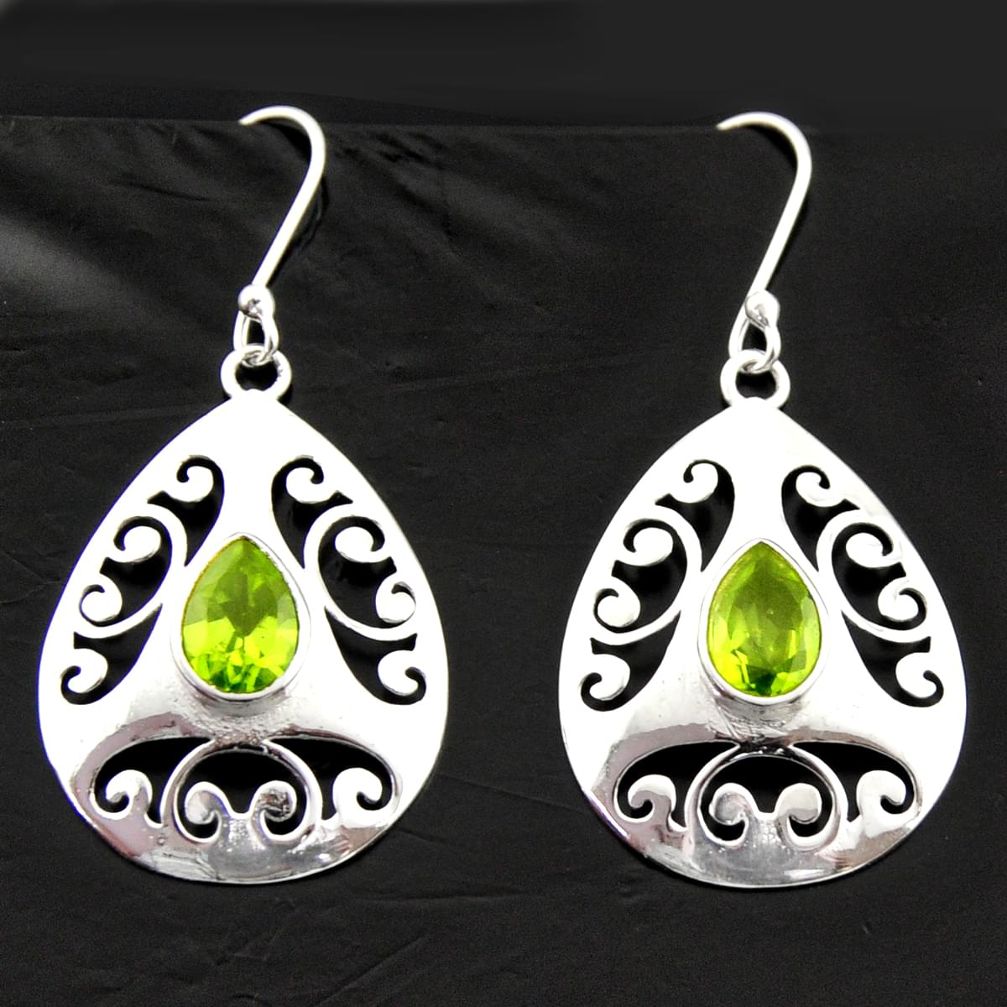 925 sterling silver 5.52cts natural green peridot dangle earrings jewelry d40031
