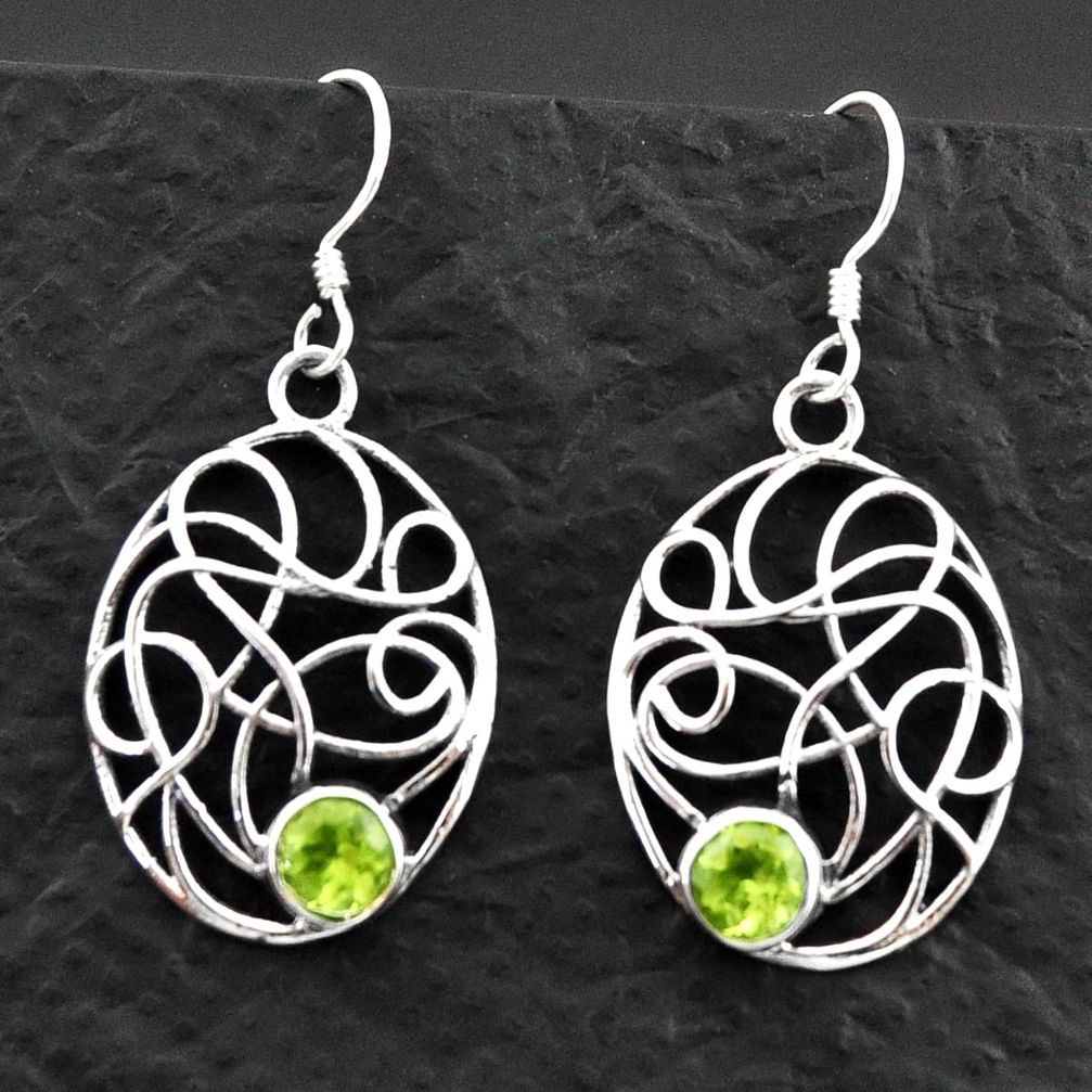 925 sterling silver 1.81cts natural green peridot dangle earrings jewelry d40613