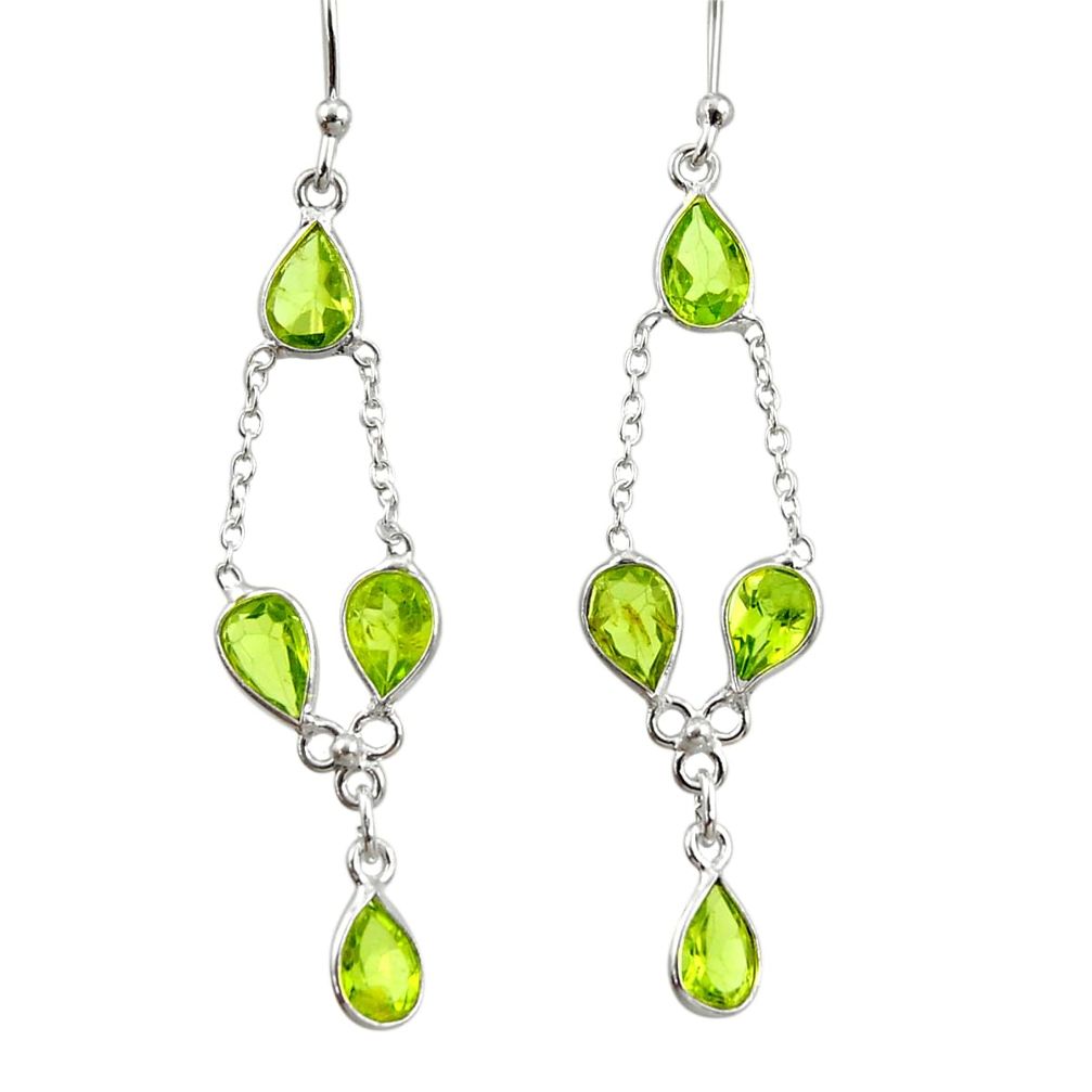 925 sterling silver 6.33cts natural green peridot dangle earrings jewelry r33132