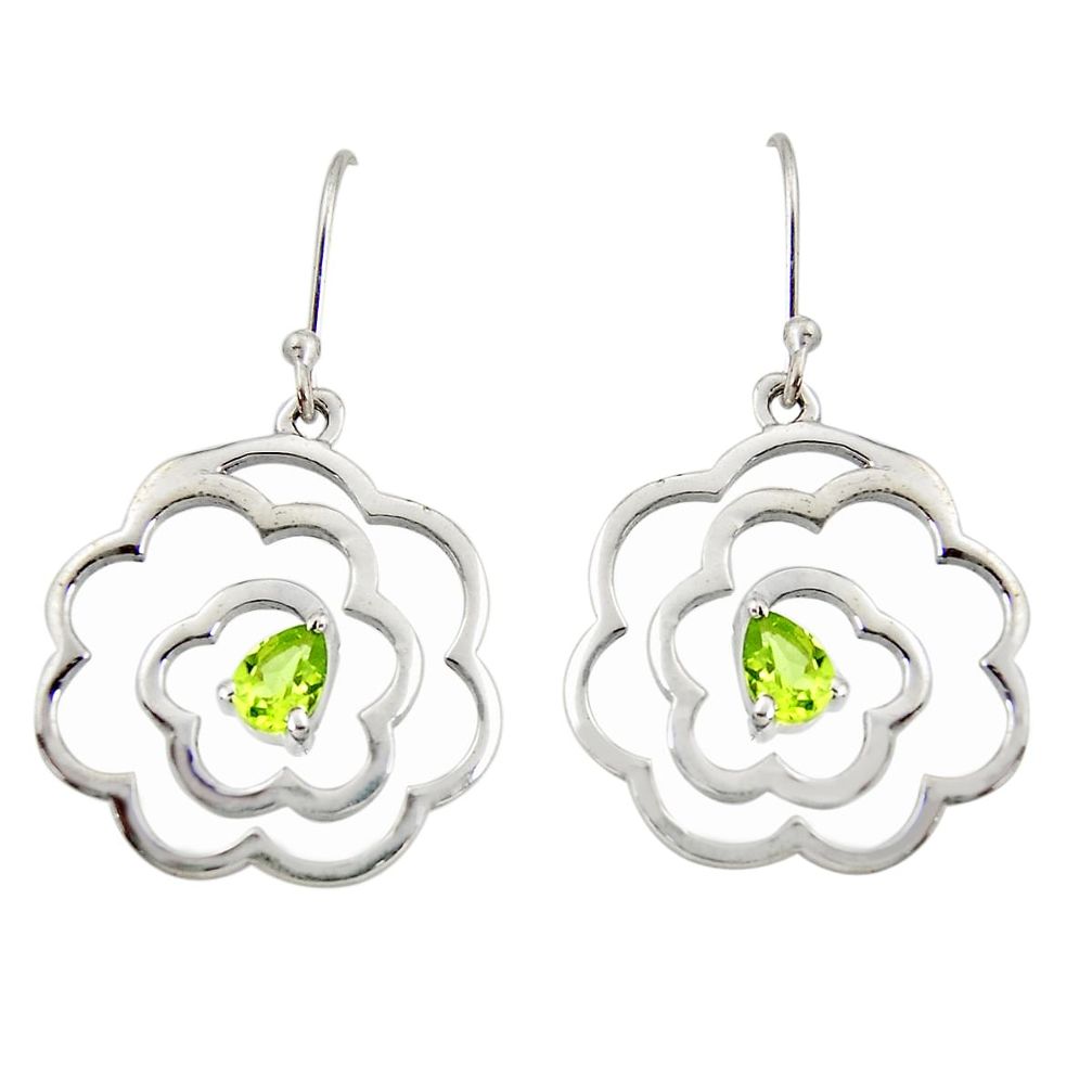 925 sterling silver 2.26cts natural green peridot dangle earrings jewelry r36848