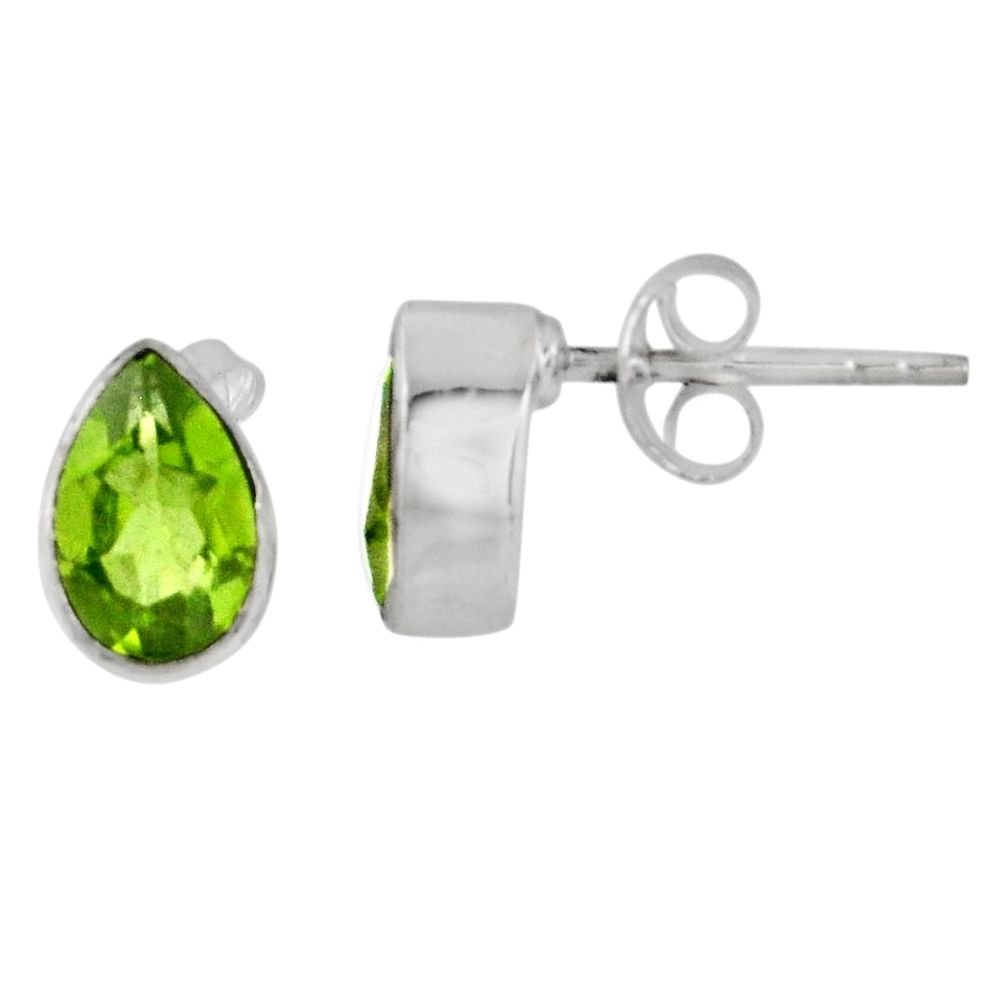 925 sterling silver 3.42cts natural green peridot stud earrings jewelry r56527