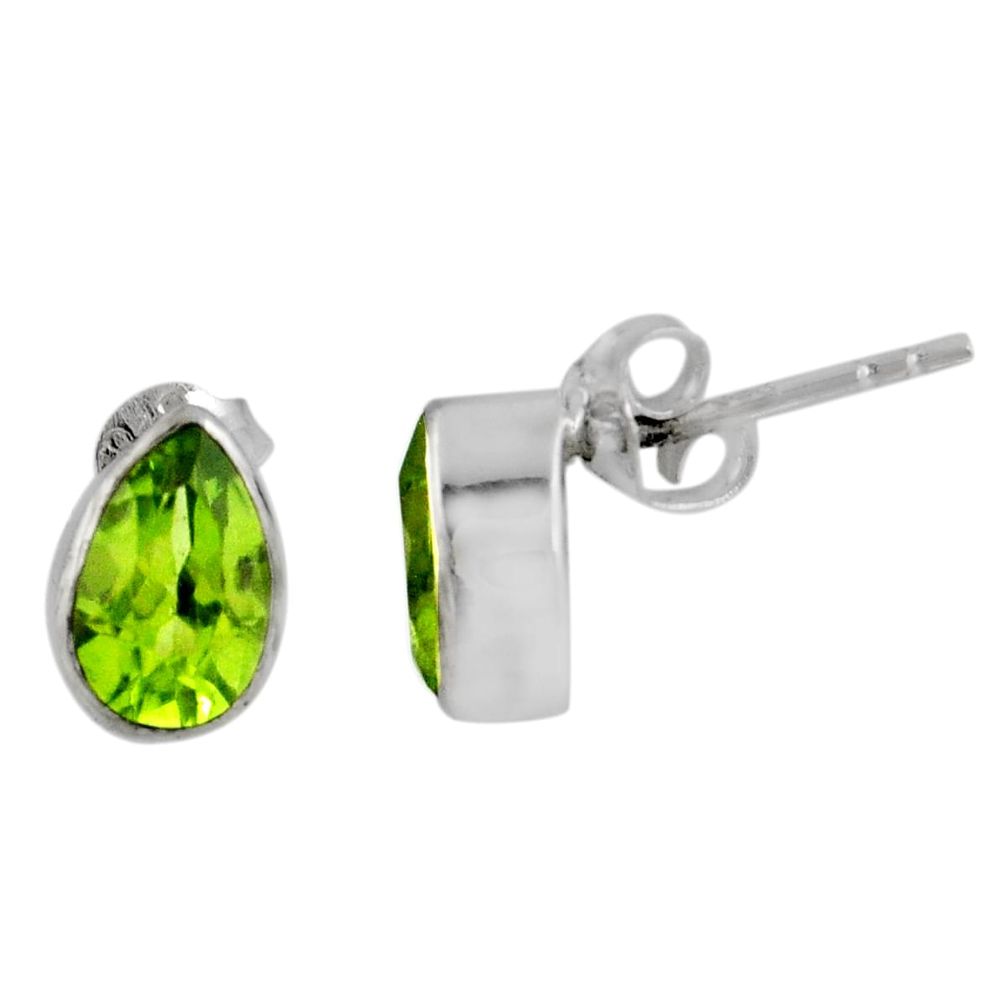 925 sterling silver 3.46cts natural green peridot stud earrings jewelry r56531