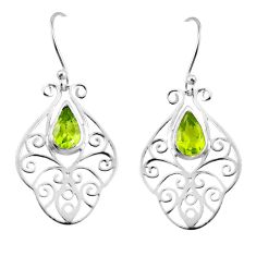 925 sterling silver 3.79cts natural green peridot dangle earrings jewelry y50374