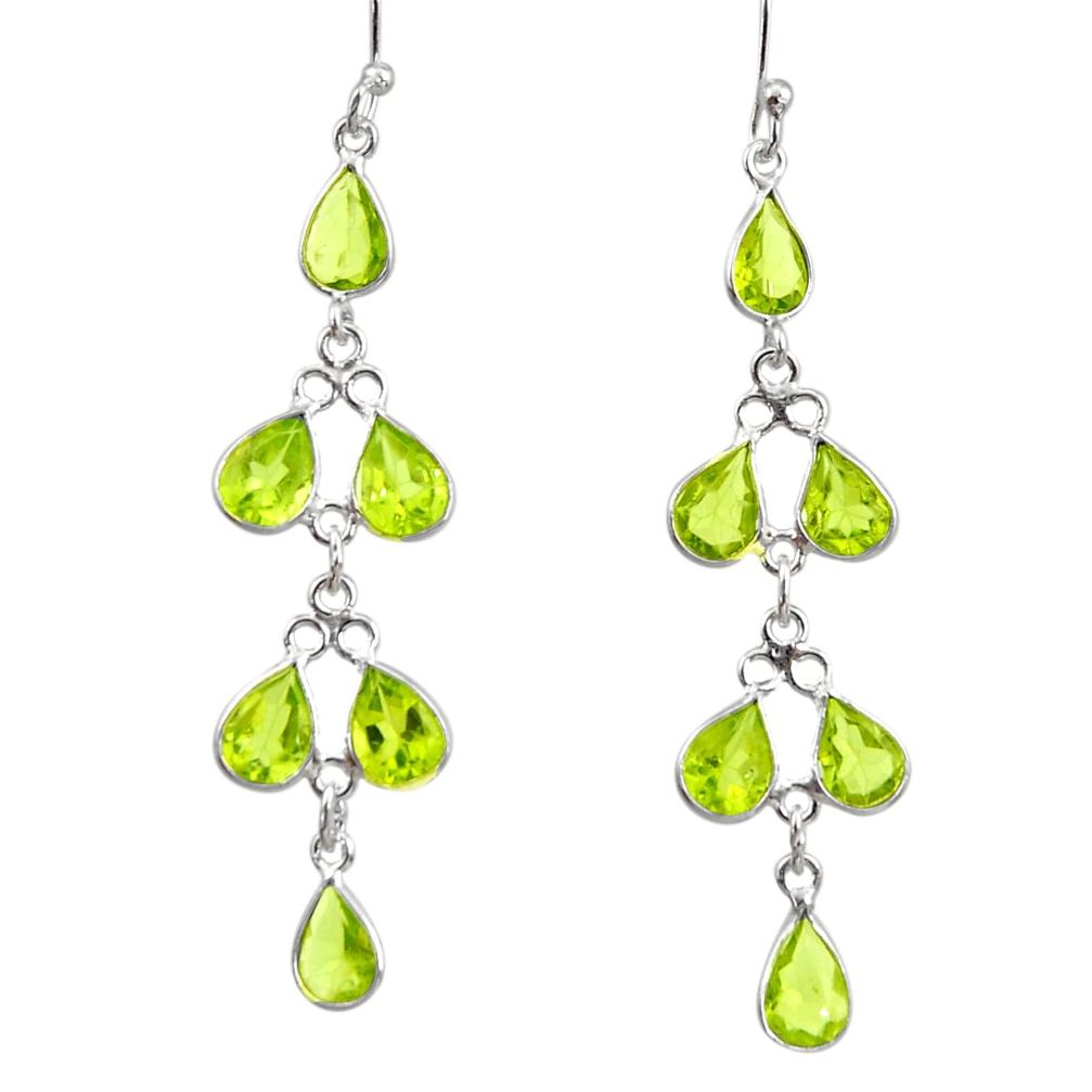 925 sterling silver 10.09cts natural green peridot dangle earrings r33124