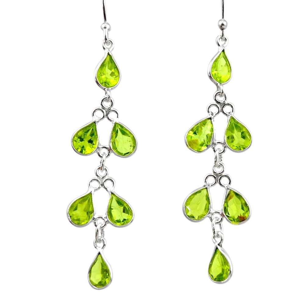 925 sterling silver 10.09cts natural green peridot dangle earrings r33128