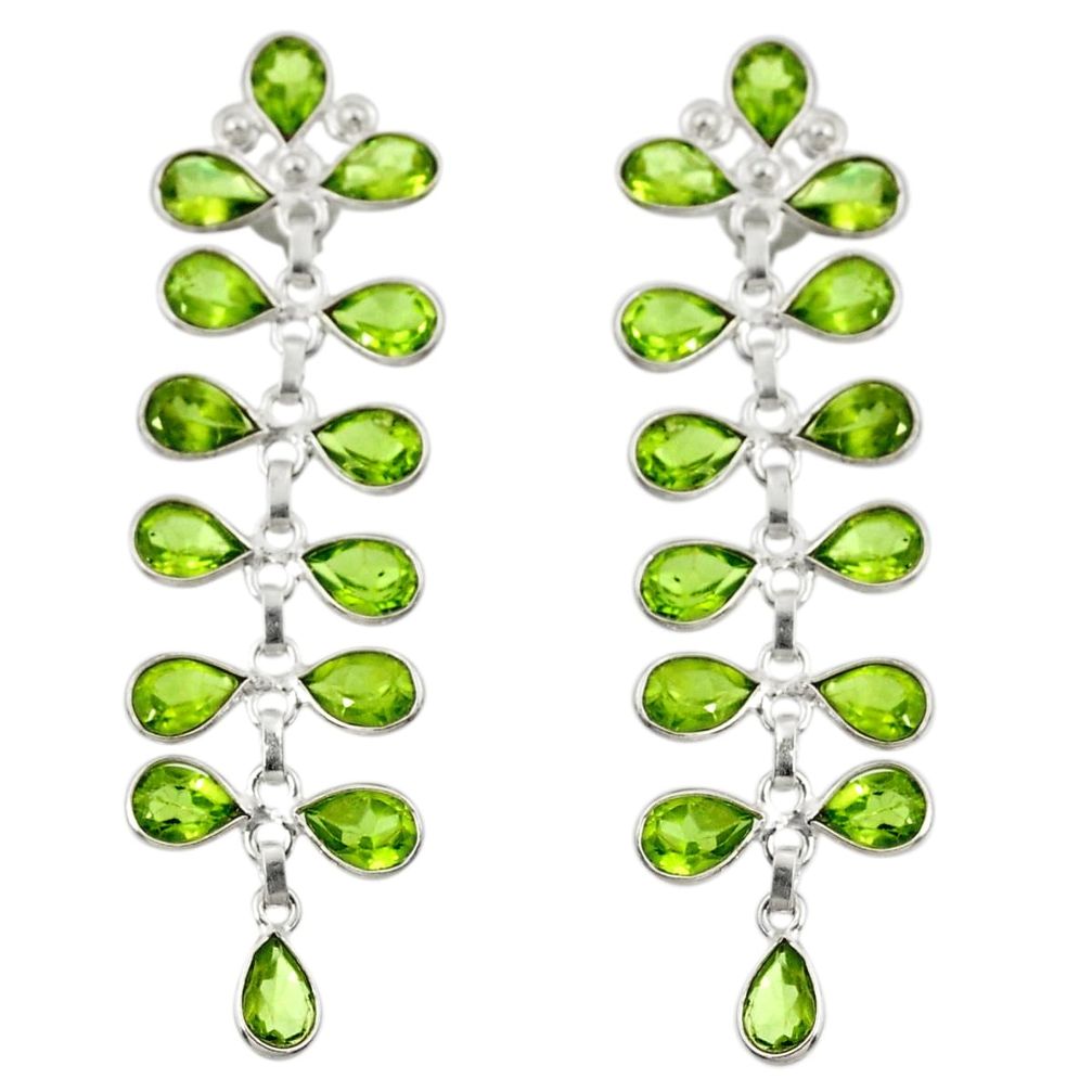 925 sterling silver 14.79cts natural green peridot dangle earrings r33153