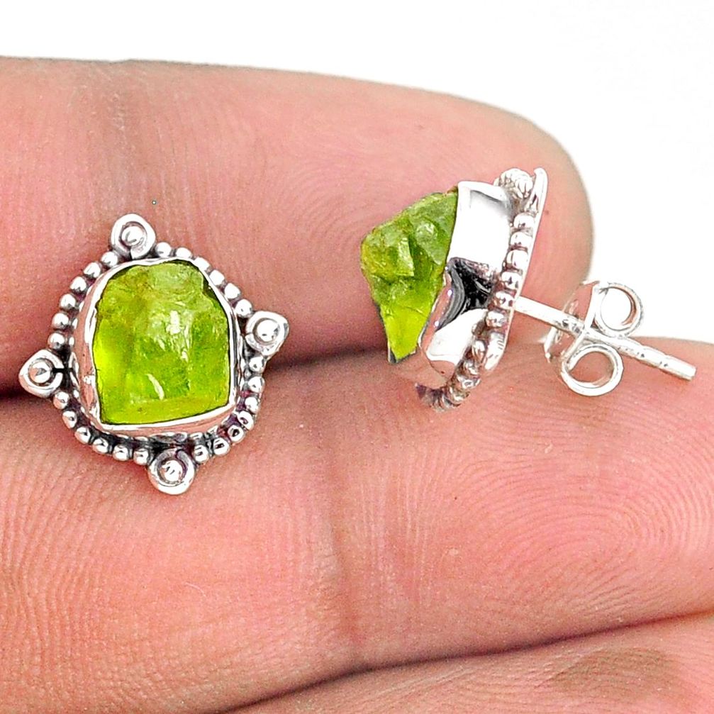 925 sterling silver 7.42cts natural green peridot rough dangle earrings r75104