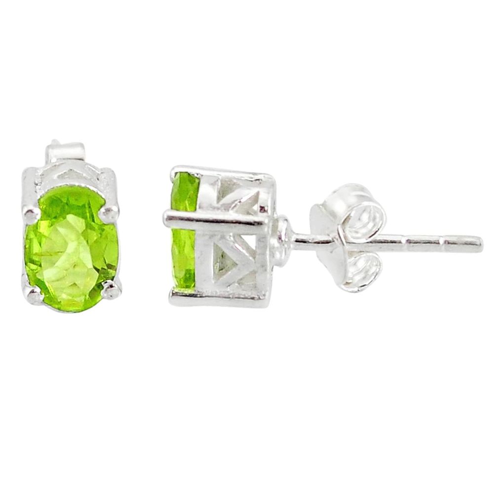 925 sterling silver 3.35cts natural green peridot stud earrings jewelry r87412