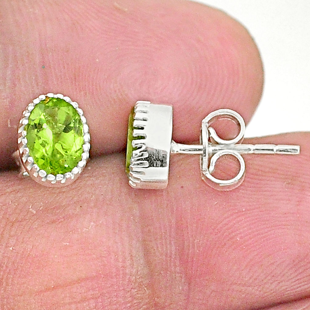 925 sterling silver 2.80cts natural green peridot stud earrings jewelry t4455