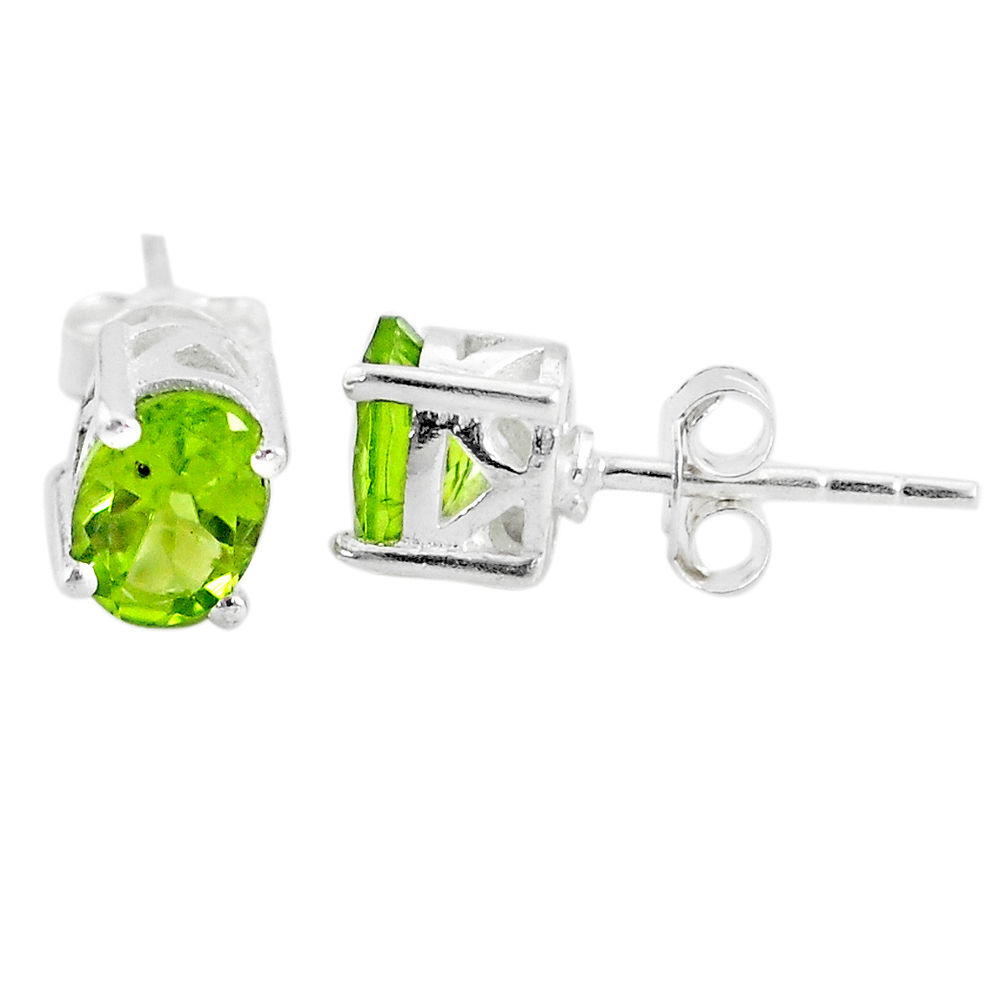 925 sterling silver 3.06cts natural green peridot stud earrings jewelry t4843