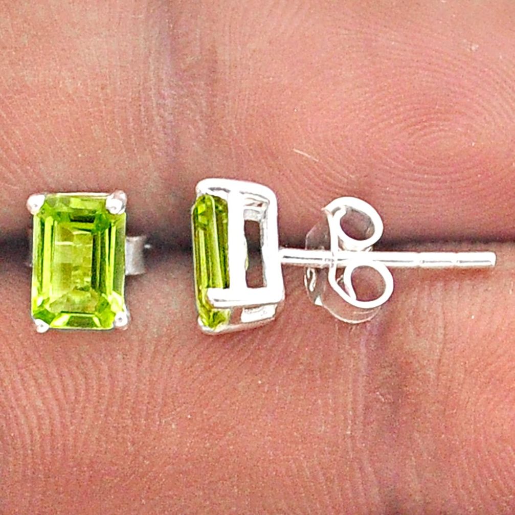 925 sterling silver 2.52cts natural green peridot stud earrings jewelry t85215