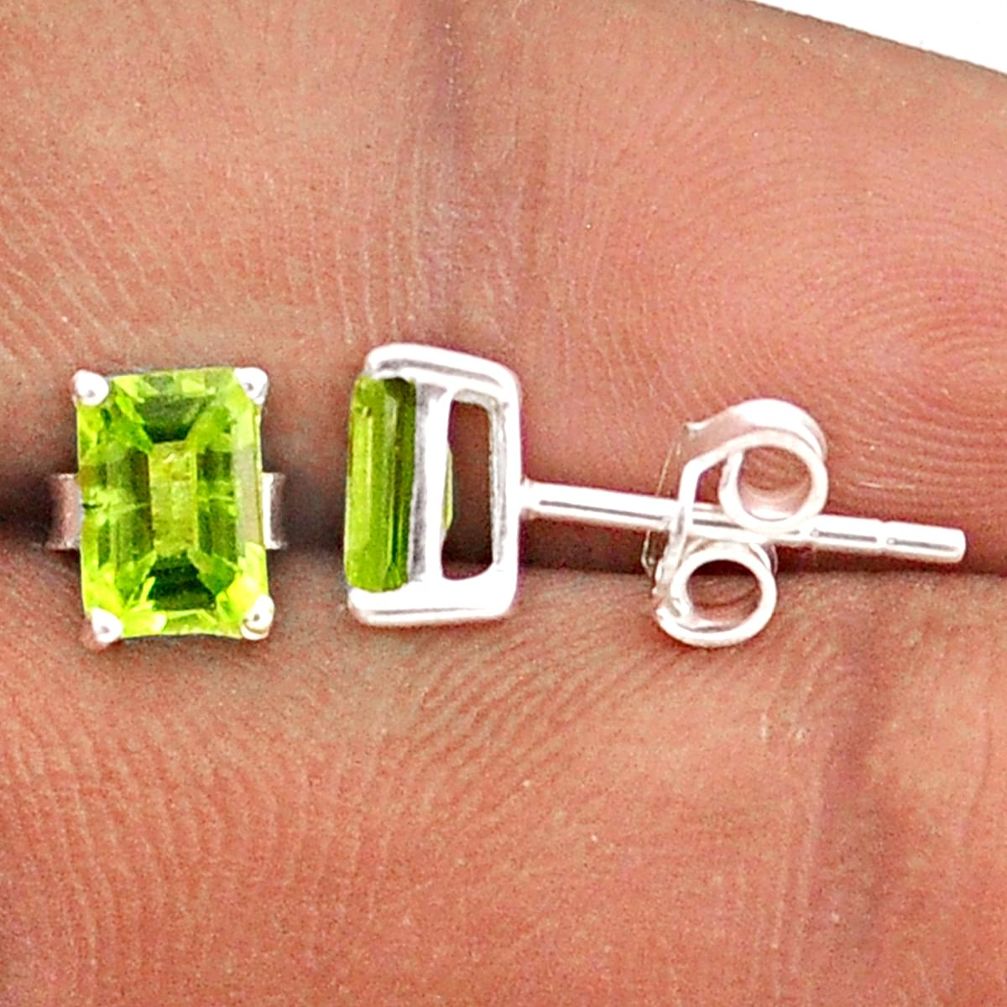 925 sterling silver 2.60cts natural green peridot stud earrings jewelry t85217