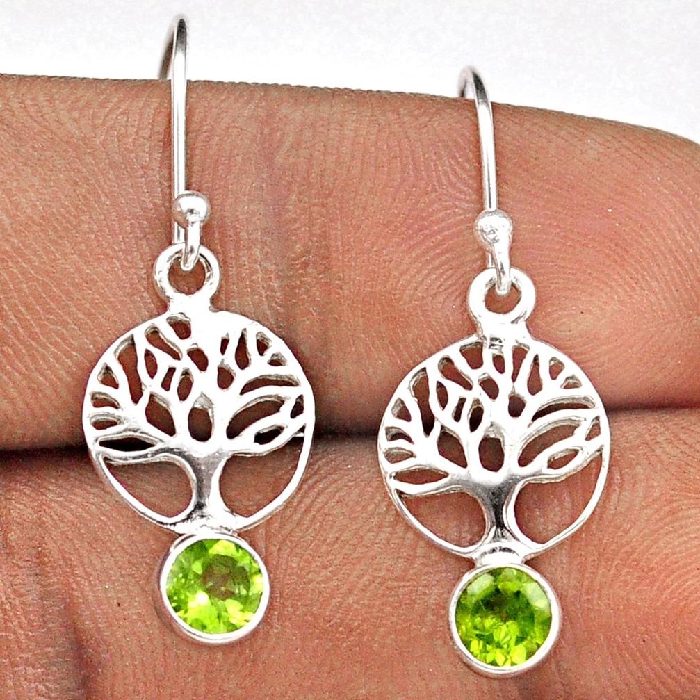 925 sterling silver 1.83cts natural green peridot tree of life earrings t88692
