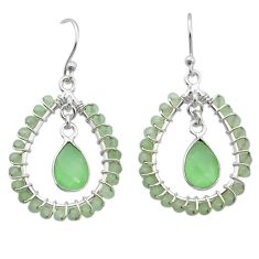 925 sterling silver 8.10cts natural green prehnite dangle earrings u65258