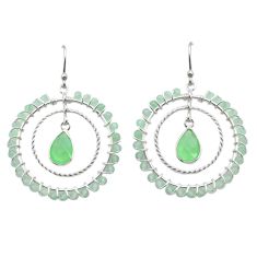 925 sterling silver 12.06cts natural green prehnite dangle earrings u72389