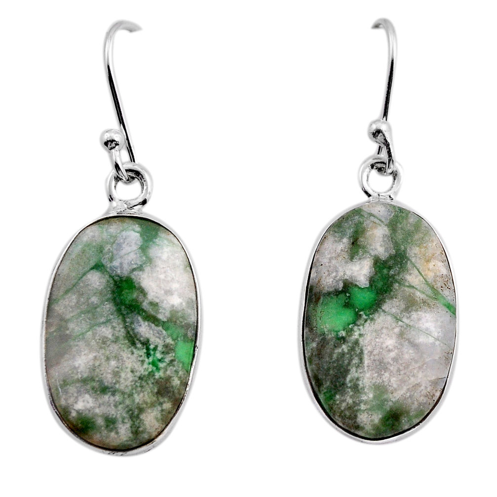 925 sterling silver 10.71cts natural green variscite oval dangle earrings y85854