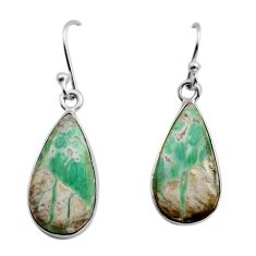 925 sterling silver 9.37cts natural green variscite pear dangle earrings y85843