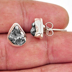 925 sterling silver 8.09cts natural grey meteorite gibeon stud earrings y91779