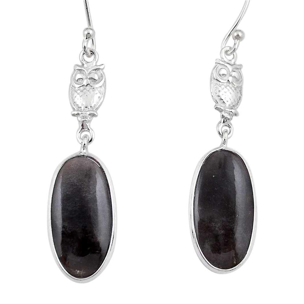 925 sterling silver 9.49cts sheen black obsidian owl earrings jewelry y43106