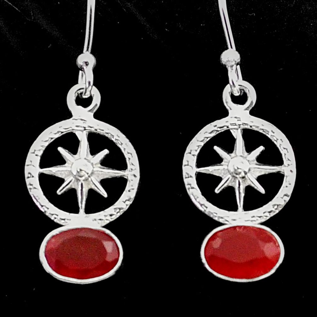 925 sterling silver 3.03cts natural honey onyx star amulet earrings t62831