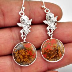 925 sterling silver 13.87cts natural jasper red angel earrings jewelry n28834