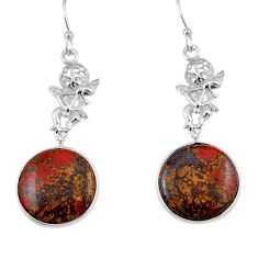 925 sterling silver 13.69cts natural jasper red angel earrings jewelry y43126