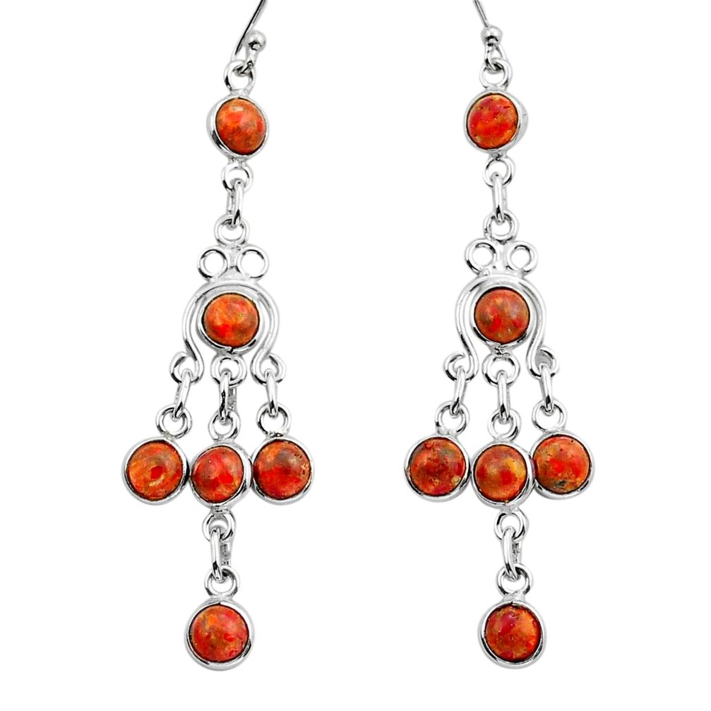 925 sterling silver 6.69cts natural jasper red chandelier earrings y15660