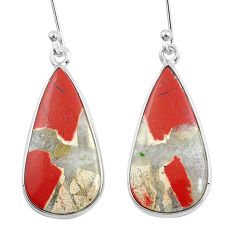 925 sterling silver 13.57cts natural jasper red dangle earrings jewelry u21729