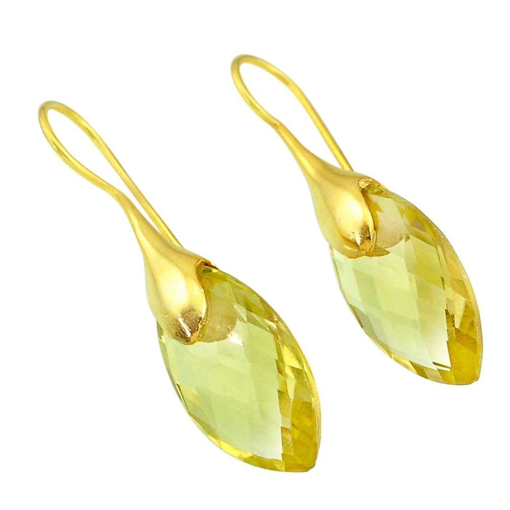 Handmade 16.68cts natural lemon topaz 14k gold dangle earrings t11352