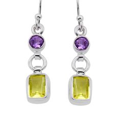 925 sterling silver 3.80cts natural lemon topaz amethyst dangle earrings n41123