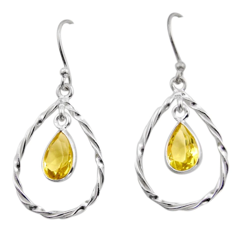 925 sterling silver 3.98cts natural lemon topaz dangle earrings jewelry y96213