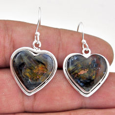925 sterling silver 14.47cts natural malinga jasper heart dangle earrings n46428