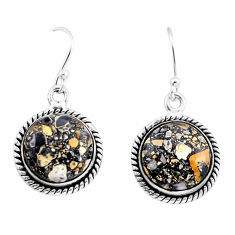 925 sterling silver 13.48cts natural malinga jasper round dangle earrings y63838